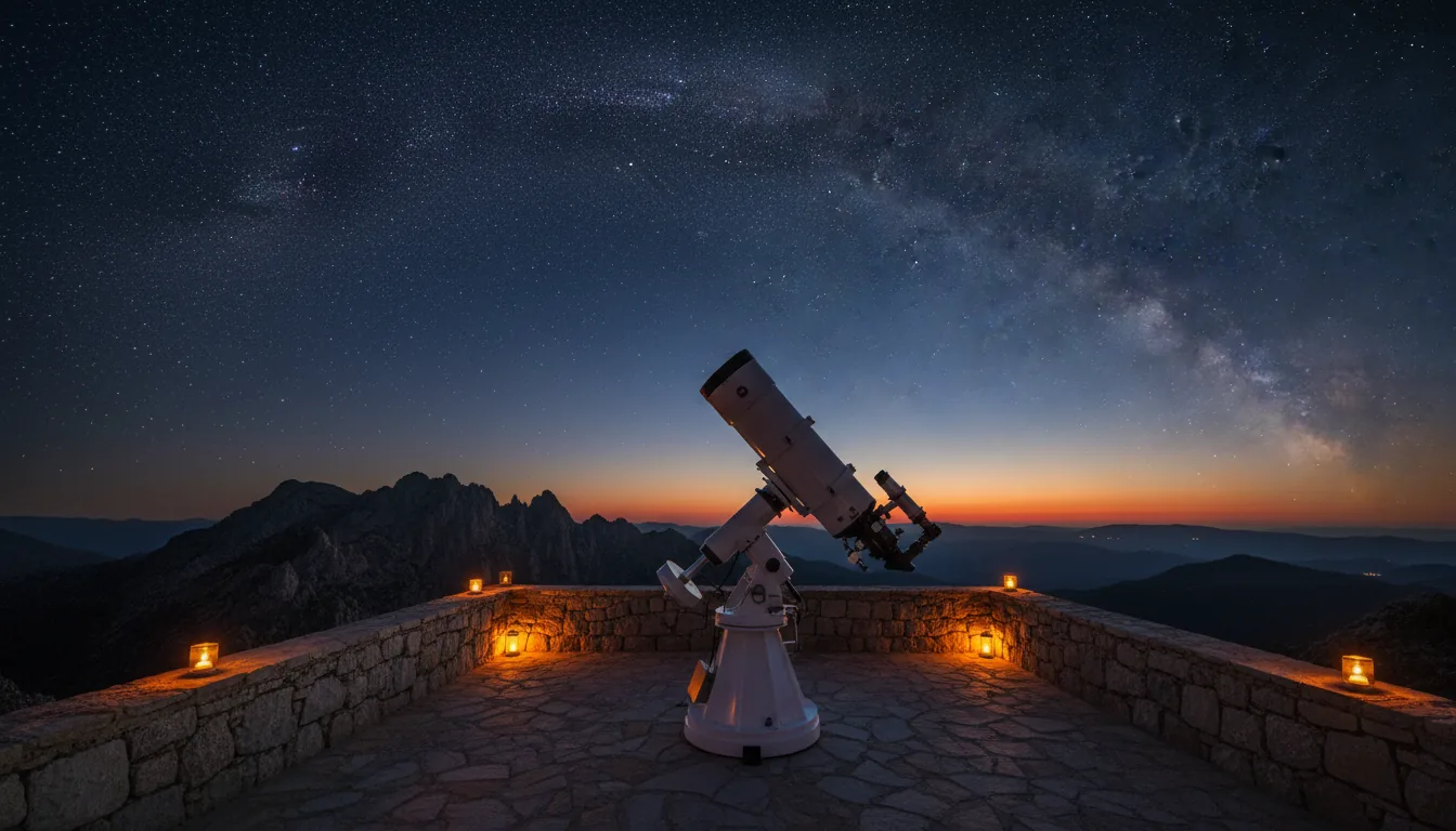 La plataforma del telescopio al anochecer — el puesto del astrónomo residente